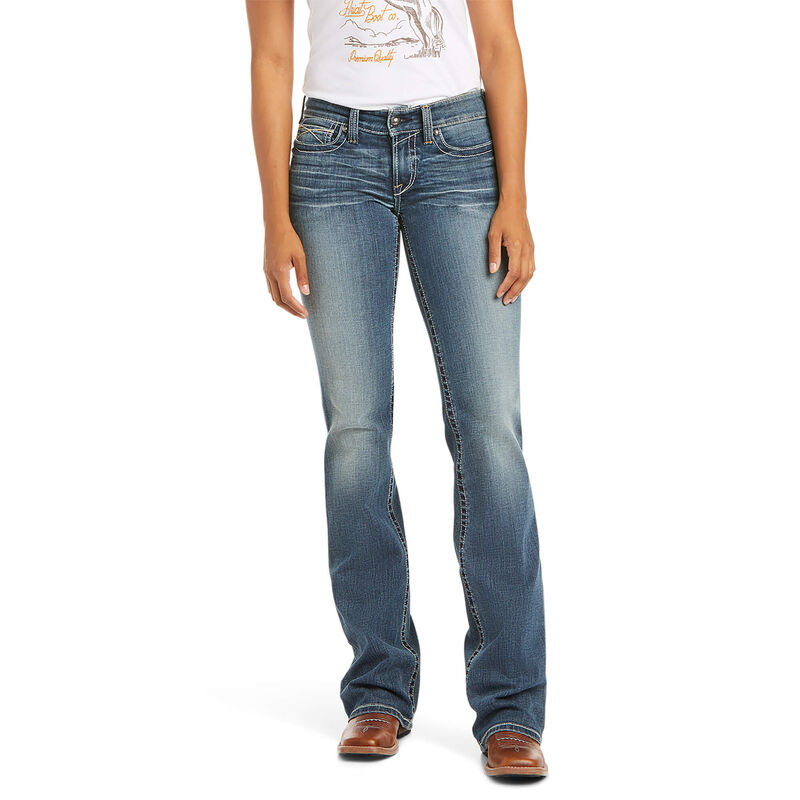 Ariat Jeans Damen - R.E.A.L. Mid Rise Stretch Whipstitch Boot Cut Blau ( IZEMQ-4219 )